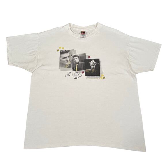 Vintage Elvis Presley Graphic T-Shirt 90s Rock Tee White Music Memorabilia XL - Picture 1 of 8